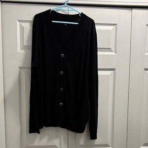 Apt. 9 Black V-Neck Button Cardigan